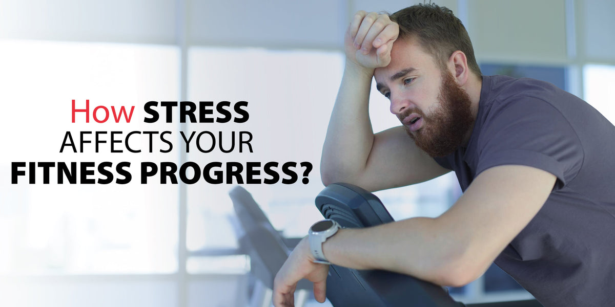 Man experiencing stress and fatigue during workout, showing how stress affects fitness progress and recovery.