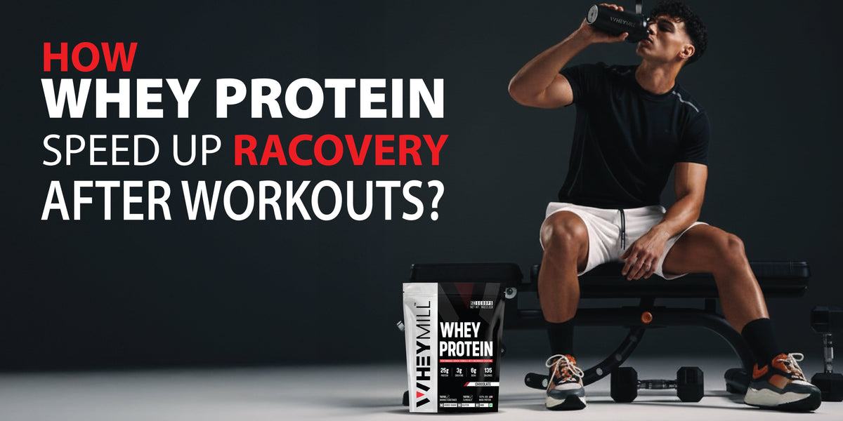 Athlete drinking whey protein after workout to support faster muscle recovery and repair.