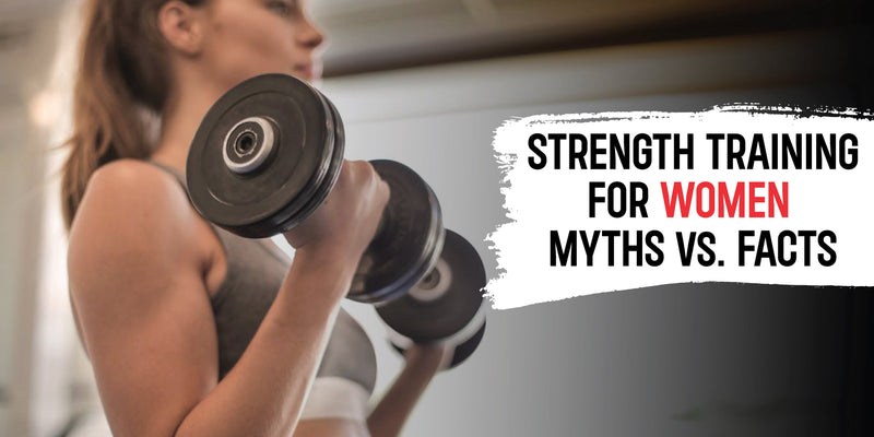 Woman performing strength training with dumbbells, highlighting myths vs facts about women and weight training.