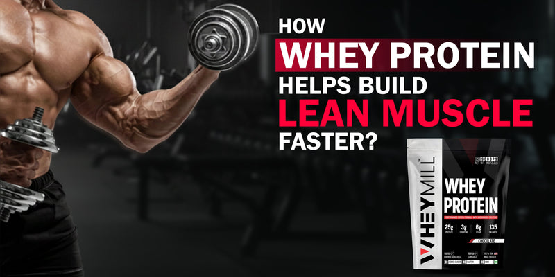 Athlete lifting dumbbells showing how whey protein helps build lean muscle faster