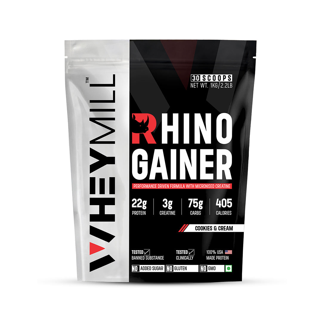 RHINO Mass/Weight Gainer with Creatine | 1 kg / 2.2 lb | 30 Scoops