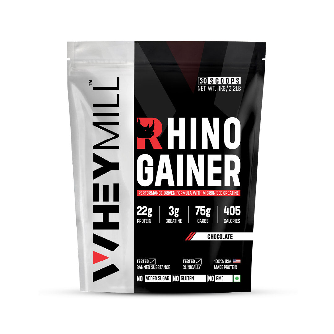 RHINO Mass/Weight Gainer with Creatine | 1 kg / 2.2 lb | 30 Scoops