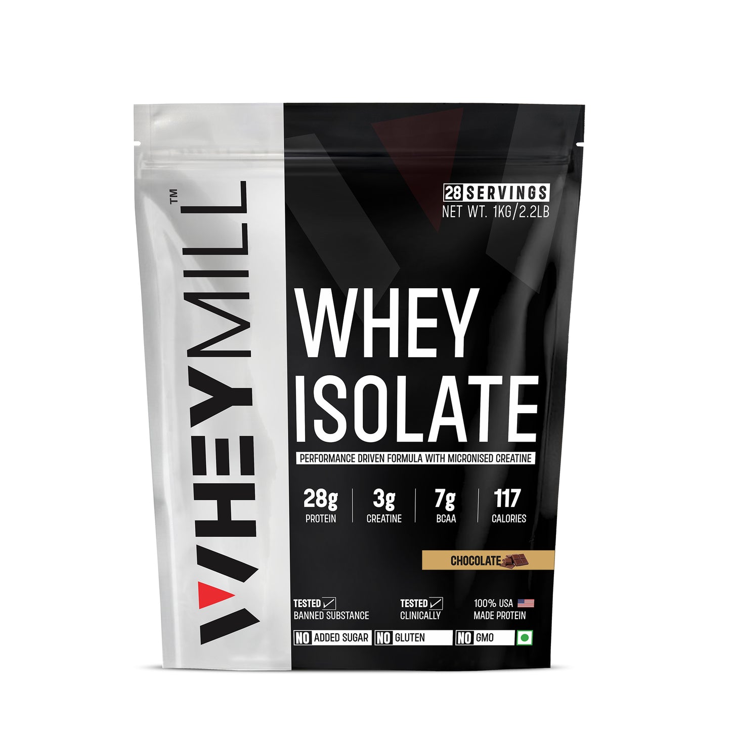 Whey Protein Isolate | 28g Protein, 3g Creatine, 7g BCAA | Easy Mixing, Low Carbs | For Men & Women