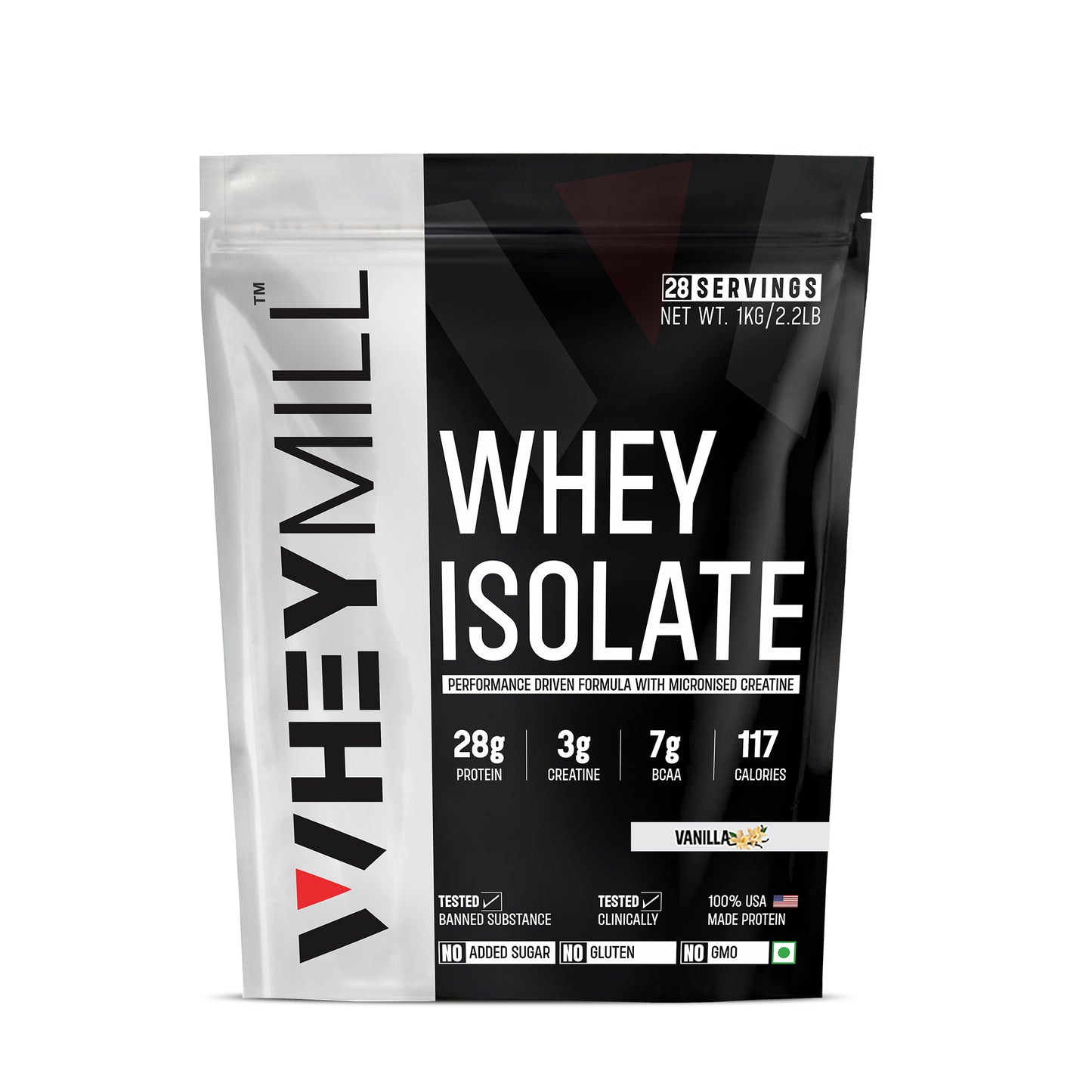 Whey Protein Isolate | 28g Protein, 3g Creatine, 7g BCAA | Easy Mixing, Low Carbs | For Men & Women