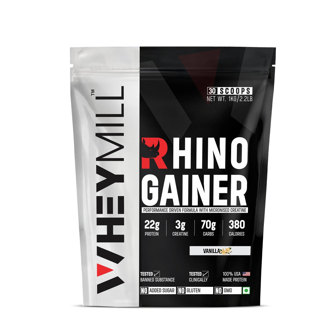 RHINO Mass/Weight Gainer with Creatine | 1 kg / 2.2 lb | 30 Scoops