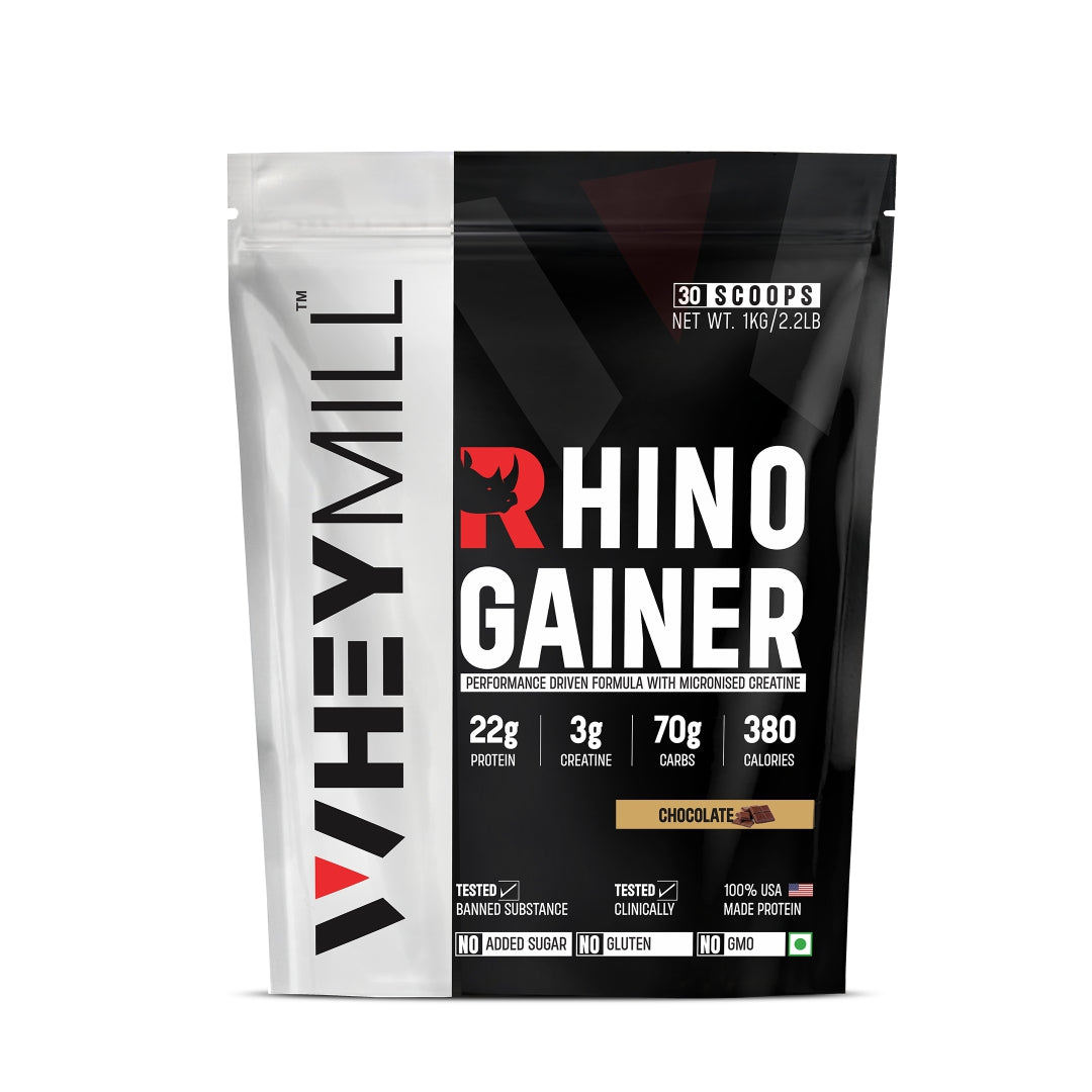 RHINO Mass/Weight Gainer with Creatine | 1 kg / 2.2 lb | 30 Scoops