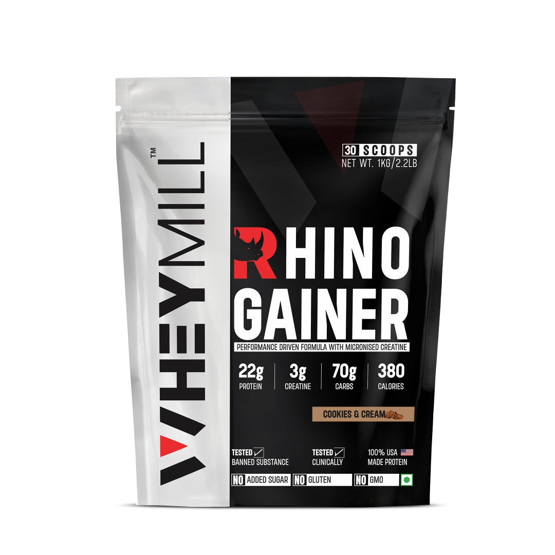 RHINO Mass/Weight Gainer with Creatine | 1 kg / 2.2 lb | 30 Scoops