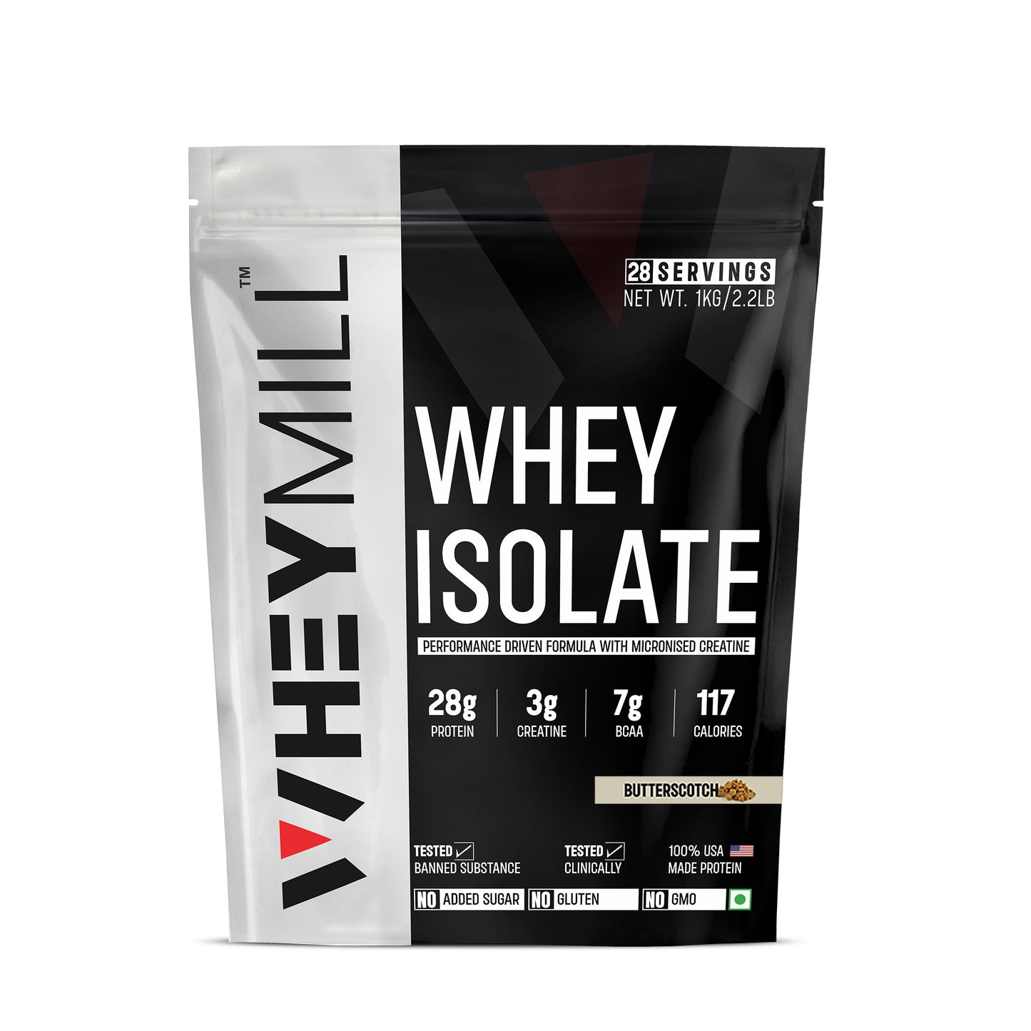 Whey Protein Isolate | 28g Protein, 3g Creatine, 7g BCAA | Easy Mixing, Low Carbs | For Men & Women