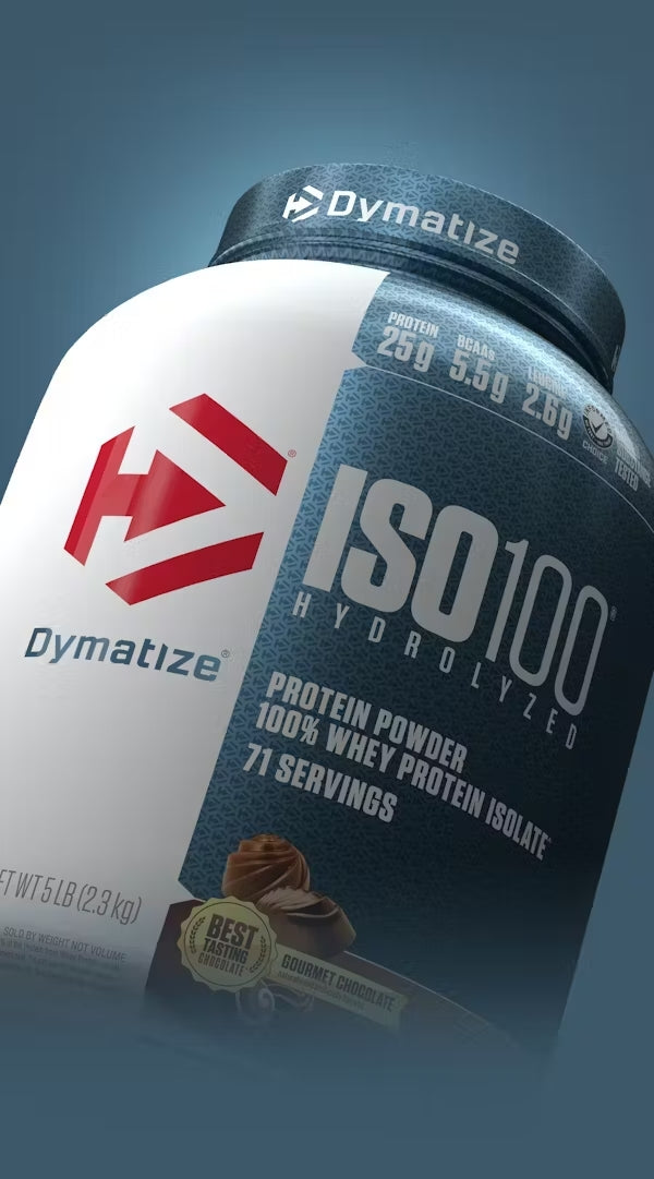 A single tub of Dymatize ISO100 Powder
