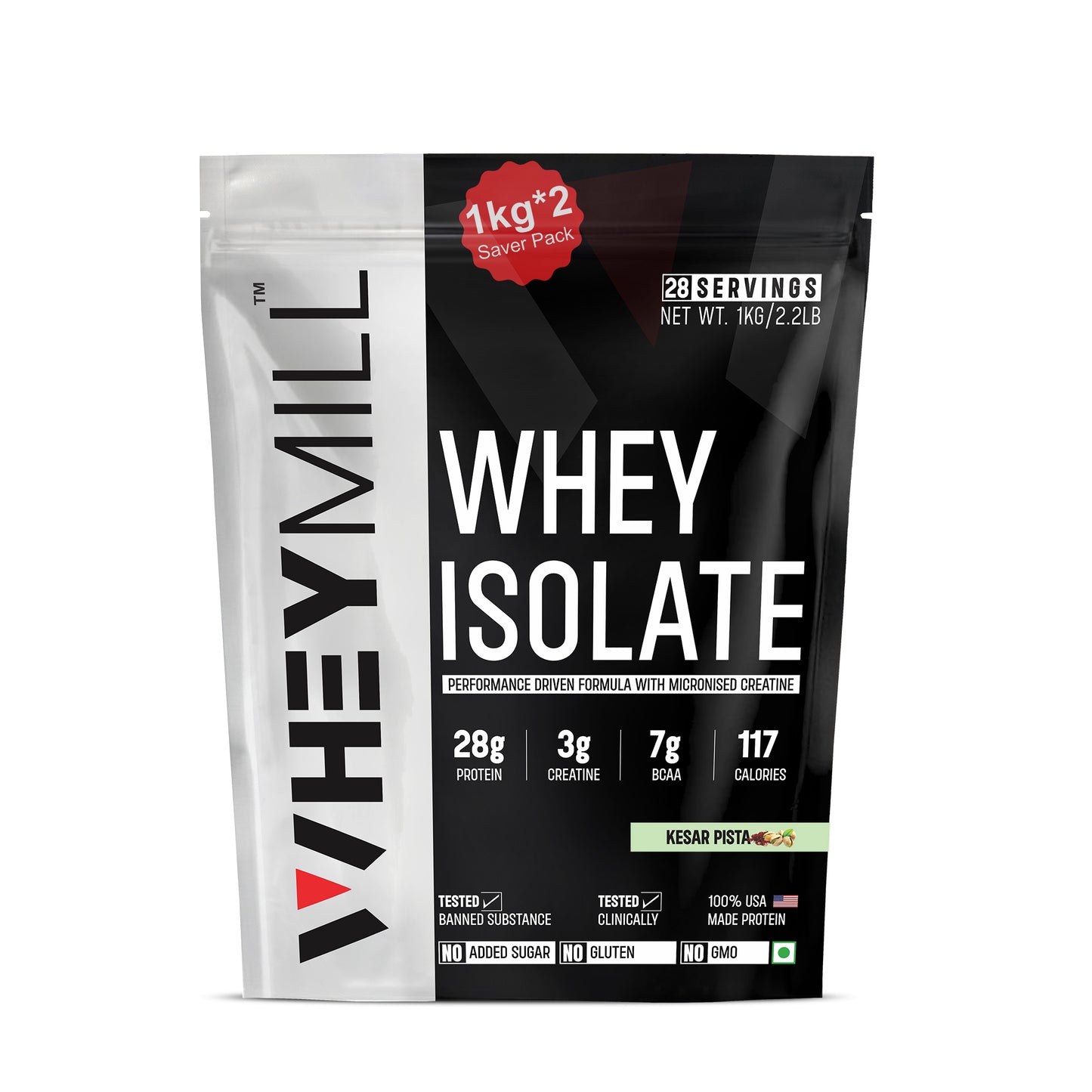 Whey Protein Isolate | 28g Protein, 3g Creatine, 7g BCAA | Easy Mixing, Low Carbs | For Men & Women
